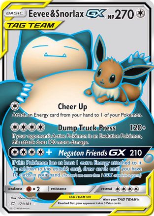 Eevee & Snorlax GX (Full Art) - Holofoil SM Team Up - Ultra Rare