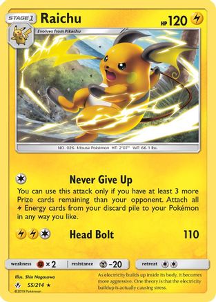 Raichu 055 - Reverse Holofoil SM Unbroken Bonds - Rare