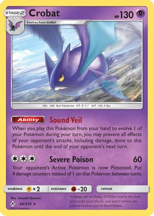 Crobat 066 - Reverse Holofoil SM Unbroken Bonds - Holo Rare