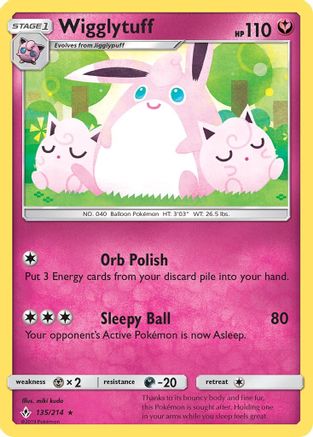 Wigglytuff 135 - Reverse Holofoil SM Unbroken Bonds - Rare