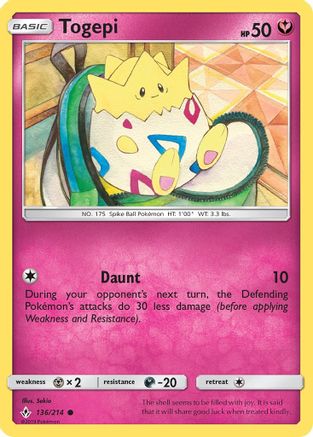Togepi 136 - Reverse Holofoil SM Unbroken Bonds - Common