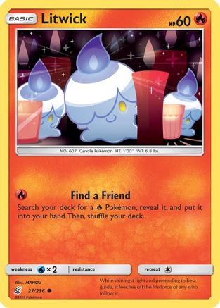Litwick (27) (27) 027/236 - Reverse Holofoil SM Unified Minds - Common