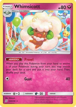Whimsicott 144 - Reverse Holofoil SM Unified Minds - Rare