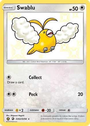 Swablu SV42 - Holofoil Hidden Fates Shiny Vault - Shiny Holo Rare