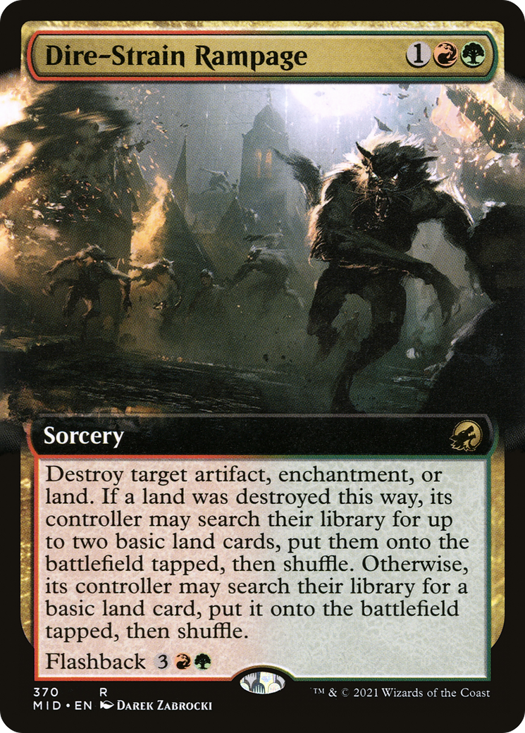 Dire-Strain Rampage (Extended Art) (MID-370) - Innistrad: Midnight Hunt: (Extended Art)