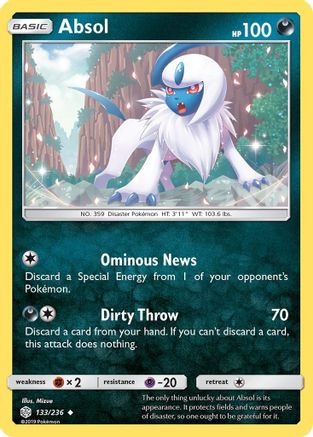 Absol 133 - Reverse Holofoil SM Cosmic Eclipse - Uncommon