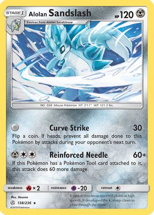 Alolan Sandslash 138 - Reverse Holofoil SM Cosmic Eclipse - Rare