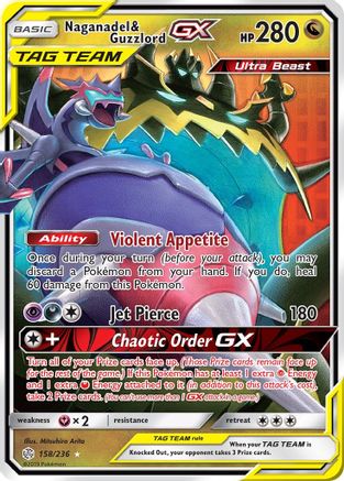 Naganadel & Guzzlord GX 158 - Holofoil SM Cosmic Eclipse - Ultra Rare