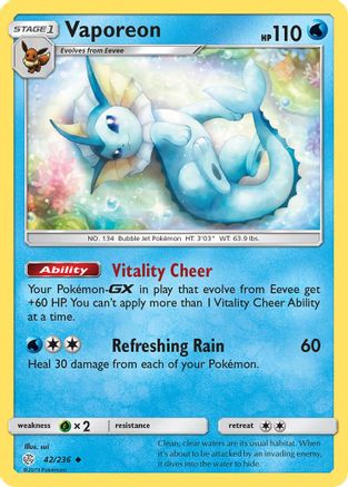 Vaporeon 042 SM Cosmic Eclipse - Uncommon