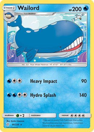 Wailord 046/236 - Reverse Holofoil SM Cosmic Eclipse - Rare
