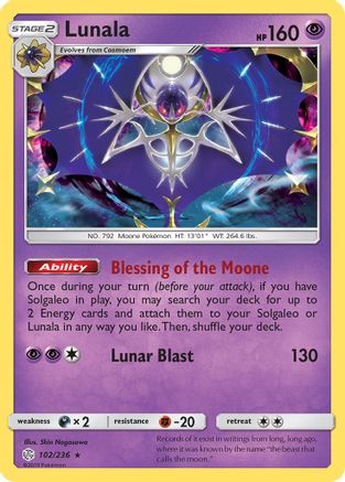 Lunala 102 - Holofoil SM Cosmic Eclipse - Holo Rare