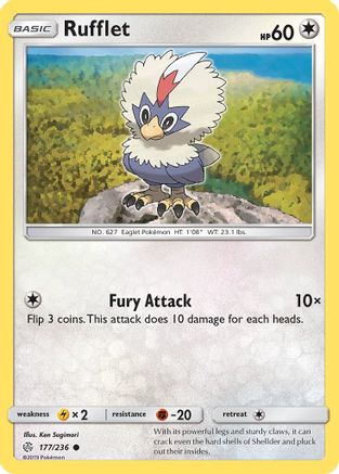 Rufflet 177/236 - Reverse Holofoil SM Cosmic Eclipse - Common