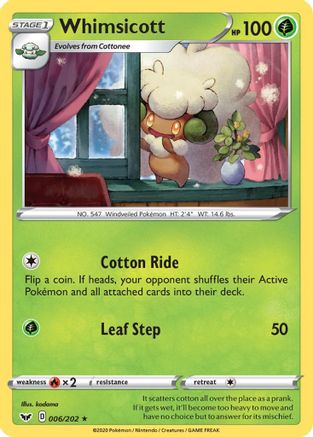 Whimsicott 006 SWSH01 Sword & Shield Base Set - Rare