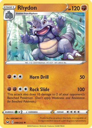 Rhydon 098 SWSH01 Sword & Shield Base Set - Uncommon