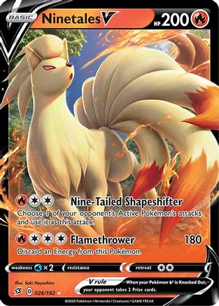 Ninetales V 026 - Holofoil SWSH02 Rebel Clash - Ultra Rare