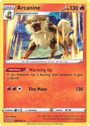 Arcanine 028 - Reverse Holofoil SWSH02 Rebel Clash - Rare