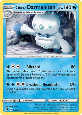 Galarian Darmanitan 048 - Reverse Holofoil SWSH02 Rebel Clash - Rare