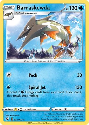 Barraskewda 053 - Reverse Holofoil SWSH02 Rebel Clash - Rare