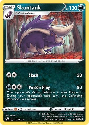 Skuntank 115 - Reverse Holofoil SWSH02 Rebel Clash - Uncommon