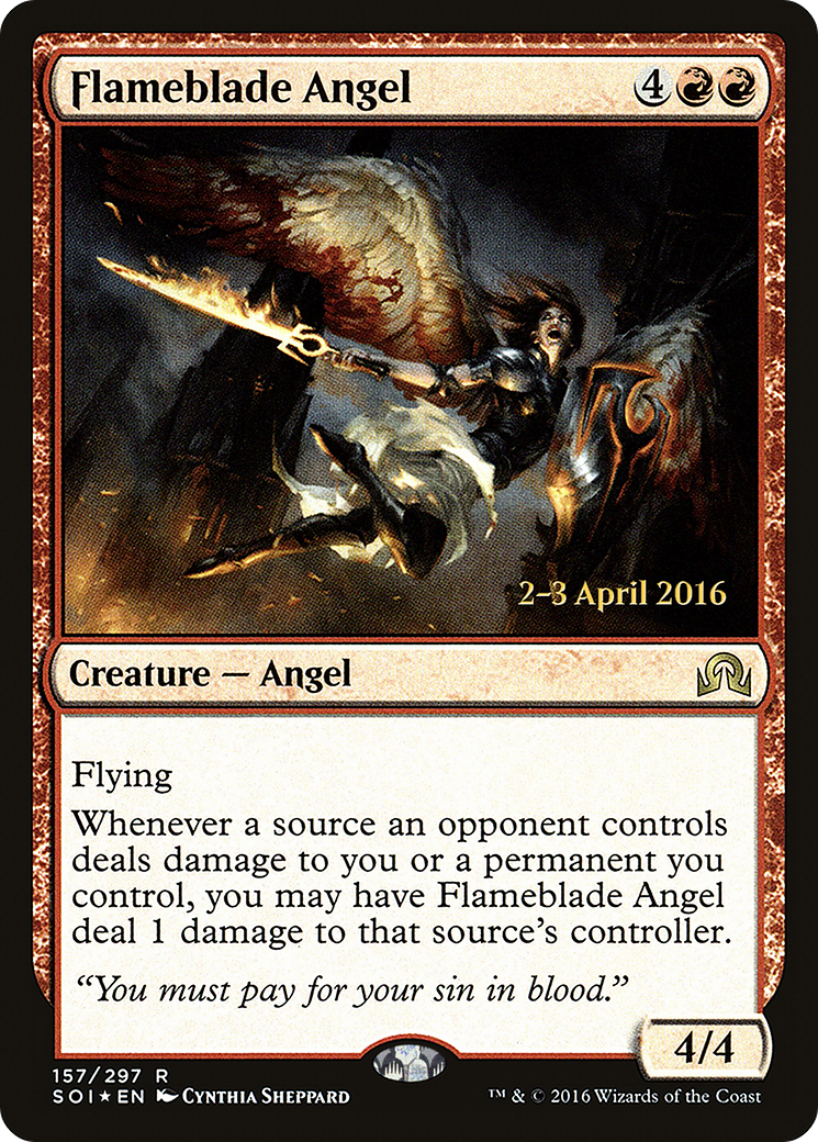 Flameblade Angel (PRE-157) - Shadows over Innistrad Promos Foil