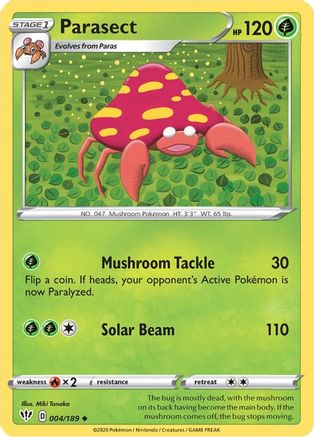 Parasect 004 - Reverse Holofoil SWSH03 Darkness Ablaze - Uncommon