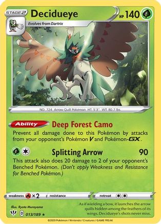Decidueye 013 - Holofoil SWSH03 Darkness Ablaze - Holo Rare