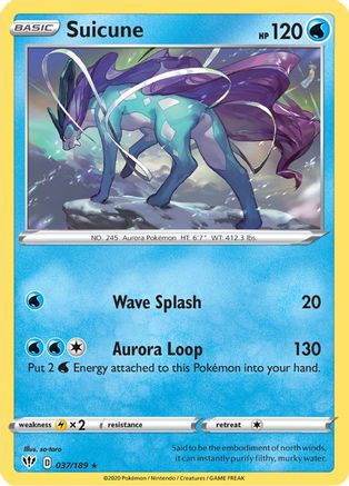 Suicune 037 - Reverse Holofoil SWSH03 Darkness Ablaze - Holo Rare