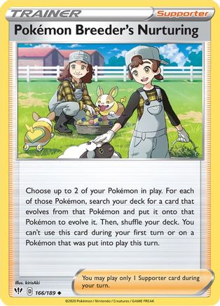 Pokemon Breeder's Nurturing 166 SWSH03 Darkness Ablaze - Uncommon
