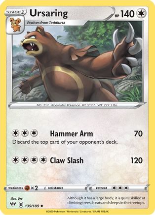 Ursaring 139 SWSH03 Darkness Ablaze - Uncommon