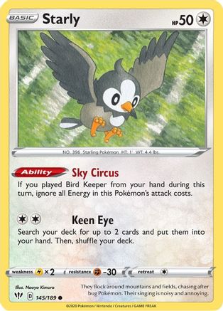 Starly 145 SWSH03 Darkness Ablaze - Common