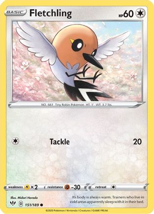 Fletchling 151 - Reverse Holofoil SWSH03 Darkness Ablaze - Common