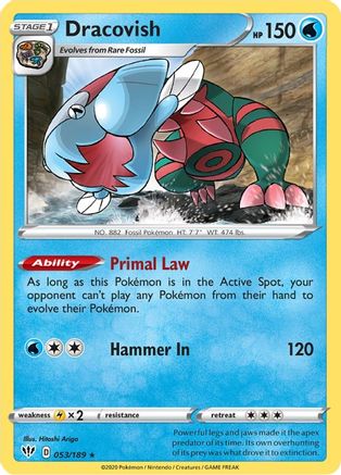 Dracovish 053 - Reverse Holofoil SWSH03 Darkness Ablaze - Holo Rare