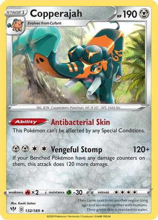 Copperajah 132 - Holofoil SWSH03 Darkness Ablaze - Holo Rare