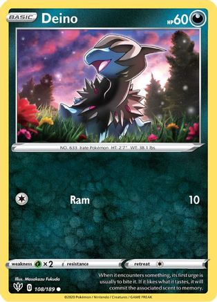 Deino 108 SWSH03 Darkness Ablaze - Common