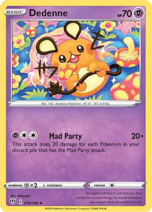 Dedenne 078 - Reverse Holofoil SWSH03 Darkness Ablaze - Uncommon