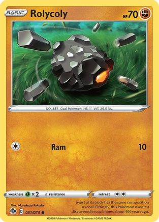 Rolycoly 031 - Reverse Holofoil Champions Path - Common
