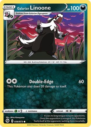 Galarian Linoone 036 - Reverse Holofoil Champions Path - Common