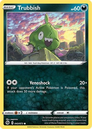 Trubbish 043 - Reverse Holofoil Champions Path - Common