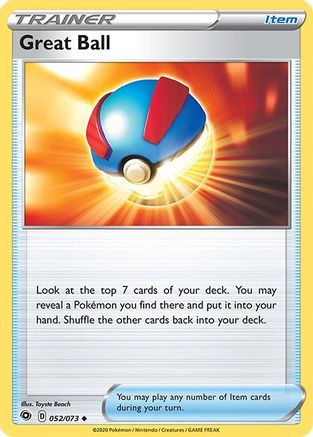 Great Ball 052 - Reverse Holofoil Champions Path - Uncommon