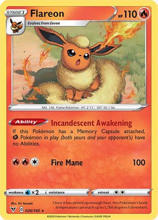 Flareon 026 - Reverse Holofoil SWSH04 Vivid Voltage - Rare
