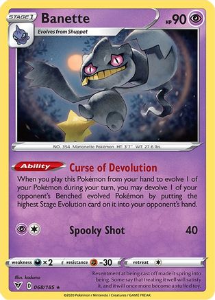 Banette 068 - Reverse Holofoil SWSH04 Vivid Voltage - Rare