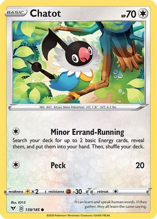 Chatot 139 - Reverse Holofoil SWSH04 Vivid Voltage - Common
