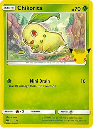 Chikorita 002/25 McDonalds 25th Anniversary Promos - Promo