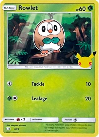 Rowlet 007/25 McDonalds 25th Anniversary Promos - Promo
