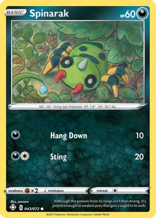 Spinarak 043 - Reverse Holofoil Shining Fates - Common