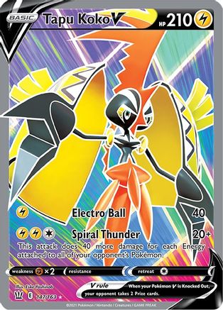 Tapu Koko V (Full Art) 147 - Holofoil SWSH05 Battle Styles - Ultra Rare