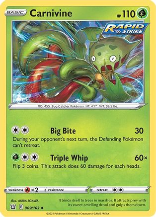Carnivine 009 - Reverse Holofoil SWSH05 Battle Styles - Uncommon