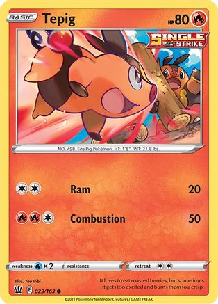 Tepig 023 - Reverse Holofoil SWSH05 Battle Styles - Common