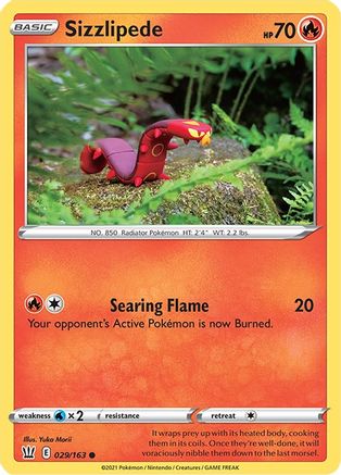 Sizzlipede 029 - Reverse Holofoil SWSH05 Battle Styles - Common