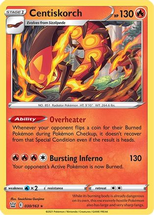 Centiskorch 030 - Reverse Holofoil SWSH05 Battle Styles - Rare